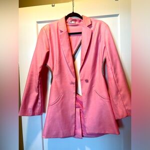 YG Collection Sexy Backless Diamond Blazer Top. Pink/Silver. US XS
